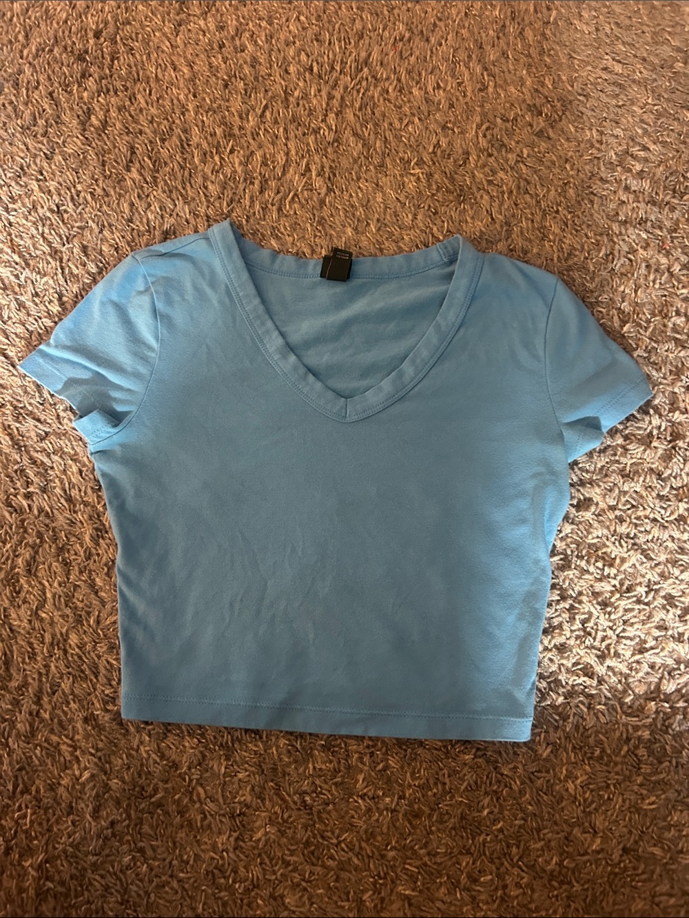 wild fable Sky Blue V-Neck Crop Tee